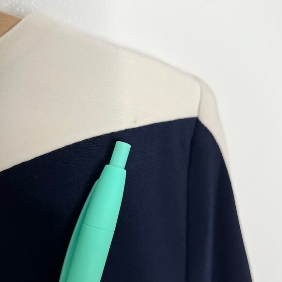 Lauren Ralph Lauren Womens Sheath Dress 14P Navy Cream Color Block Layered - Picture 14 of 15